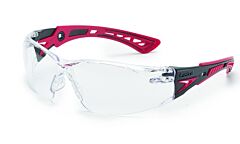 Bolle 41080 Rush+ Safety Glasses Black/Red Frame Clear Lens, 1/Box
