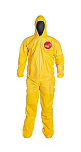 Dupont Qc127Tyllg000400 Tychem Qc Coveralls With Zipper Front And Attached Hood, Size Large, Case Of 4 Each