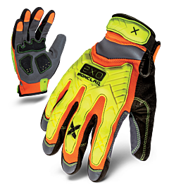 Ironclad Exo2-Hzi-03-M Exo Motor Impact Gloves, Impact Protection, Hi-Viz Yellow & Orange, Size Medium