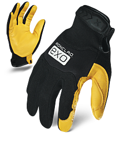 Ironclad Exo2-Mplc-04-L Exo Pro Leather Cowhide Gloves, Neoprene Knuckle Impact Protection, Black & Tan, Size Large