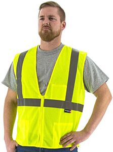 Majestic 75-3201 Hi-Viz Mesh Vest, Ansi 2, Size Small