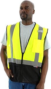 Majestic 75-3213 High Visibility Mesh Vest With Black Bottom, Ansi 2, Size 2X-Large