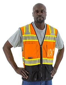 Majestic 75-3240 Hi-Viz Mesh Vest With Dot Chainsaw Striping, Ansi 2, Size 3X-Large