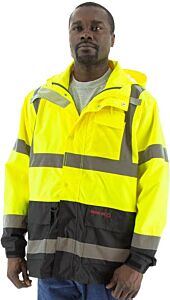 Majestic 75-1307 Hi-Viz Waterproof Parka With Liner Options, Ansi 3, Size Large