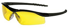 Mcr Safety Dl114 Safety Glasses, Polished Black Frame, Clear Nose, Black Temples, Amber Lens