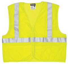 Mcr Safety Vcl2Mlfrxl Safety Vest, Class 2, Fr Value, Mesh 2" Silver Stripe, Lime, Size X-Large