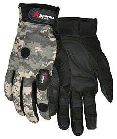 Mcr Safety 924Wwl Gloves, Multitask Digital Camo Pattern Fabric, Synthetic Leather, Led Work Light, Size Large