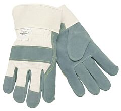 Mcr Safety 1500Kxl Gloves, Side Leather Palm, White Fabric, Sewn W/Kevlar, Xl