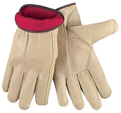 Mcr Safety 3451M Competitive Value Grade Pigskin Driver, Red Fleece Lined, Keystone Thumb