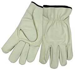 Mcr Safety 3730Dpl Beige Driver, Synthetic Split Cowhide Leather, Double Palm, Wing Thumb, Size Large