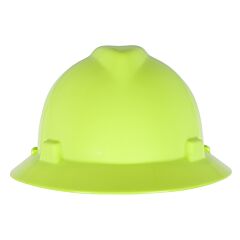 Msa 10061516 V-Gard Full Brim Hard Hat With 1 Touch Suspension, Hi-Viz Yellow/Green, 1/Each