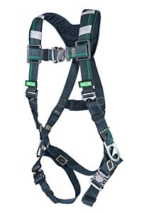 Msa 10155825 Evotech Arc Flash Harness, Back & Hip Steel D-Rings, Qwik-Fit Leg Straps, Shoulder Padding, X-Large (Xlg), Black