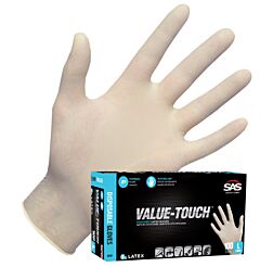 Sas Safety 6593-20 Value-Touch Powder-Free Latex Gloves, Size Large