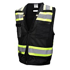 Radians Sv59-1Zbm-M Type O Class 1 Heavy Duty Surveyor Safety Vest, Black Mesh, Size Medium