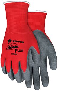 Mcr Safety N9680Xl "Ninja Flex", 15 Gauge Red 100% Nylon Shell, Gray Latex Dip Palm & Fingertips, Size X-Large