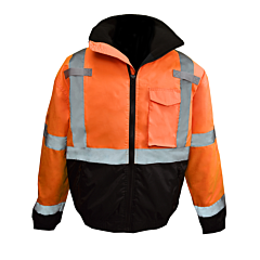 Radians Sj11Qb-3Zos-L Quilted Bomber Jacket, Orange With Black Bottom, Type R Class 3, Size Large