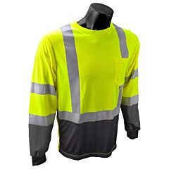 Radians St21B-3Pgs-4X Long Sleeve Green With Black Bottom T-Shirt, Type R Class 3, Size 4X-Large