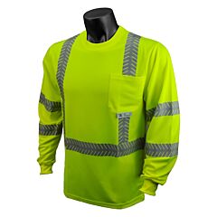 Radians St24-3Pgs-Xl Long Sleeve T-Shirt With Uv Protection, Green Mesh, Type R Class 3, Size X-Large