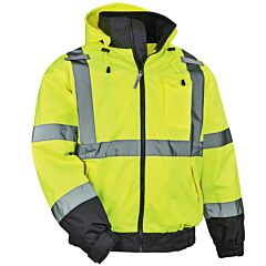 Ergodyne 24473 Glowear 8379 Type R Class 3 Fleece Lined Bomber Jacket, Lime, Medium, 1/Each