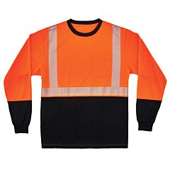 Ergodyne 22686 Glowear 8281Bk Type R Class 2 Black Front Long Sleeve T-Shirt, Orange, 2X-Large, 1/Each