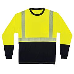 Ergodyne 22638 Glowear 8281Bk Type R Class 2 Black Front Long Sleeve T-Shirt, Lime, 4X-Large, 1/Each