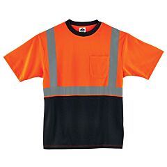 Ergodyne 22514 Glowear 8289Bk Type R Class 2 Black Front T-Shirt, Orange, Large, 1/Each