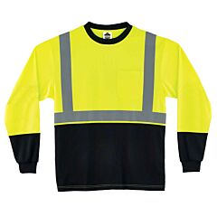 Ergodyne 22702 Glowear 8291Bk Type R Class 2 Black Frontlong Sleeve T-Shirt, Lime, Small, 1/Each