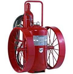 Buckeye 32340 300 Lb Purple K Regulated Pressure Wheeled Extinguisher W/ Steel Wheels & Rubber Tread