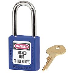 Master Lock 410Blu Zenex™ Thermoplastic Safety Lockout Padlock, 410, 1-1/2 W X 1-3/4 H Body, 1-1/2 In H Shackle, Kd, Blue