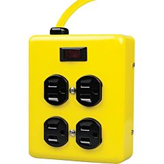 Southwire Fwd2177N Yellow Jacket 4-Outlet Metal Power Block, 4', Yellow/Black