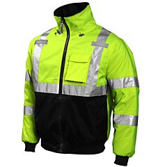 Tingley J26002.Sm Bomber Class 3 Jacket, Elastic Waist And Cuffs, Roll-A-Way Hood In Collar, Lime/Black, Size: Small
