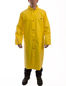 Tingley C56207.Xl Durascrim Yellow Rain Coat, 48", Hood Snaps, Size: X-Large