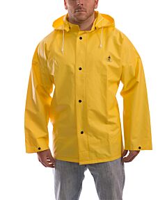 Tingley J56207.Lg Durascrim Yellow Rain Jacket, Storm Fly Front, Hood Snaps, Size: Large