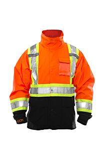 Tingley J24129.Md Icon Type R Class 3 Jacket, Elastic Cuffs, Hood In Collar, Attachment Points For Liners, Orange/Black, Size: Medium