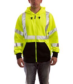 Tingley S78122.Lg Job Sight Zip Front Type R Class 3 Hoodie Sweatshirt, Lime, Size: Large
