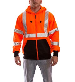 Tingley S78129.Sm Job Sight Zip Front Type R Class 3 Hoodie Sweatshirt, Orange, Size: Small