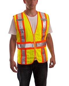 Tingley V70832.M-Xl Job Sight Class 2 Safety Vest, Mesh, H Pattern Tape, Adjustable, Zipper, Lime, Size: M-Xl