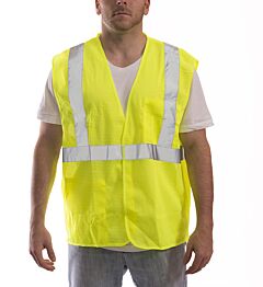 Tingley V70622.4X-5X Job Sight Class 2 Safety Vest, Mesh, Hook & Loop, Lime, Size: 4X-5X
