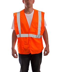 Tingley V70629.4X-5X Job Sight Class 2 Safety Vest, Mesh, Hook & Loop, Orange, Size: 4X-5X