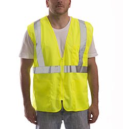Tingley V70632.Xxs-Xs Job Sight Class 2 Safety Vest, Mesh, Zipper, Lime, Size: Xxs-Xs