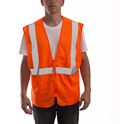 Tingley V70639.2X-3X Job Sight Class 2 Safety Vest, Mesh, Zipper, Orange, Size: 2X-3X