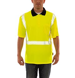 Tingley S74022.4X Job Sight Class 2 Short Sleeve Polo Shirt, Collared, Sawtooth Tape, Lime, Size: 4X-Large