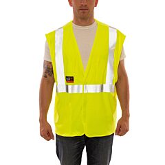 Tingley V81622.4X-5X Job Sight Fr Class 2 Fr Safety Vest, Solid, Fall Protection Access, Hook & Loop, Lime, Size: 4X-5X