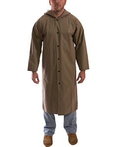 Tingley C12148.4X Magnaprene Green Coat, 48", Storm Fly Front, Attached Hood, Inner Cuffs, Size: 4X-Large