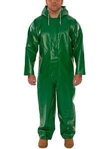 Tingley V41108.Sm Safetyflex Green Coverall, Attached Hood, Zipper Fly Front, Size: Small