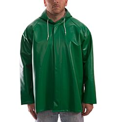 Tingley J41108.4X Safetyflex Green Jacket, Storm Fly Front, Attached Hood, Size: 4X-Large