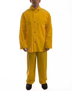 Tingley S61317.2X Tuff-Enuff 3 Piece Rain Suit, Jacket, Overall, Hood, Yellow, Size: 2X-Large