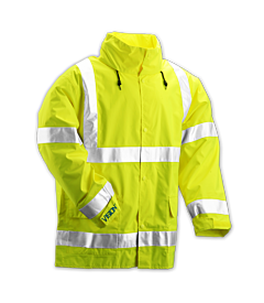 Tingley J23122.4X Vision Class 3 Rain Jacket, Storm Fly Front, Hook & Loop Take-Up Straps, Hood In Collar, Lime, Size: 4X-Large
