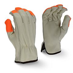 Radians Rwg4220Hl Standard Grain Cowhide Leather Drivers Gloves, High Visibility Fingers, Size Large