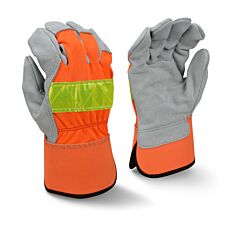 Radians Rwg3200Hvl Regular Shoulder Split Gray Cowhide, High Visibility Gloves, Size Large